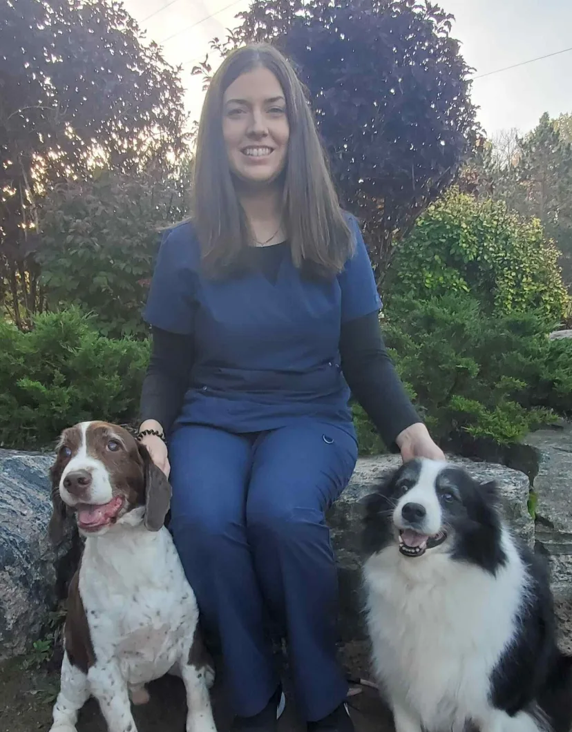 Lacey with her two dogs, Baxter and Kenzie